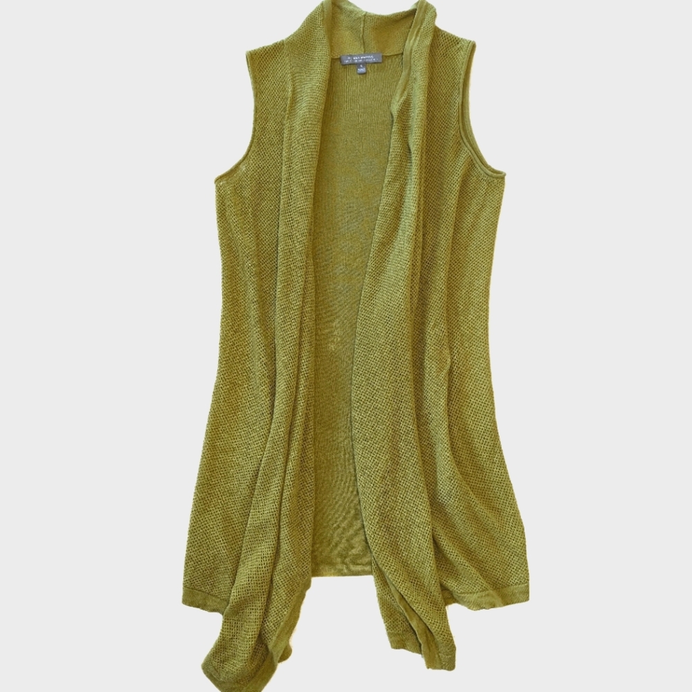 Neiman Marcus - Cashmere Draped Open Front Sleeveless Waterfall Knit Cardigan S